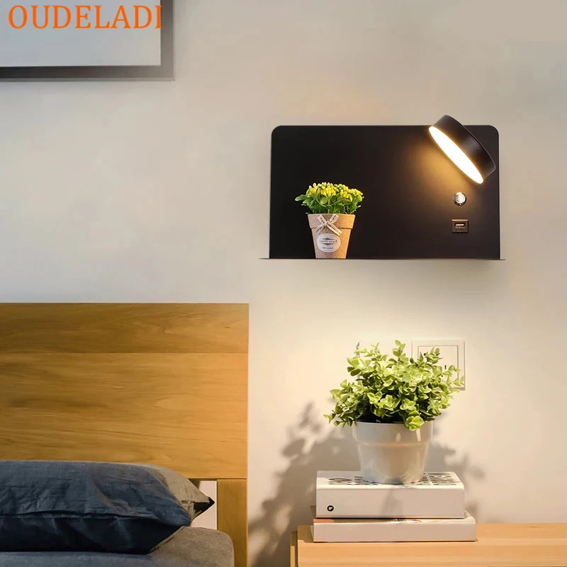 

Nordic bedroom bedside lamps With button switch led wall light living room background wall sconce Home Decor lighting fixture
