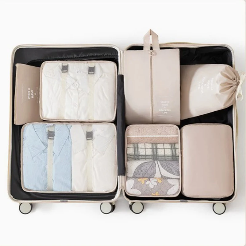 Travel Essentials: 7-Piece Packing Cubes Set for Organized Luggage Storage