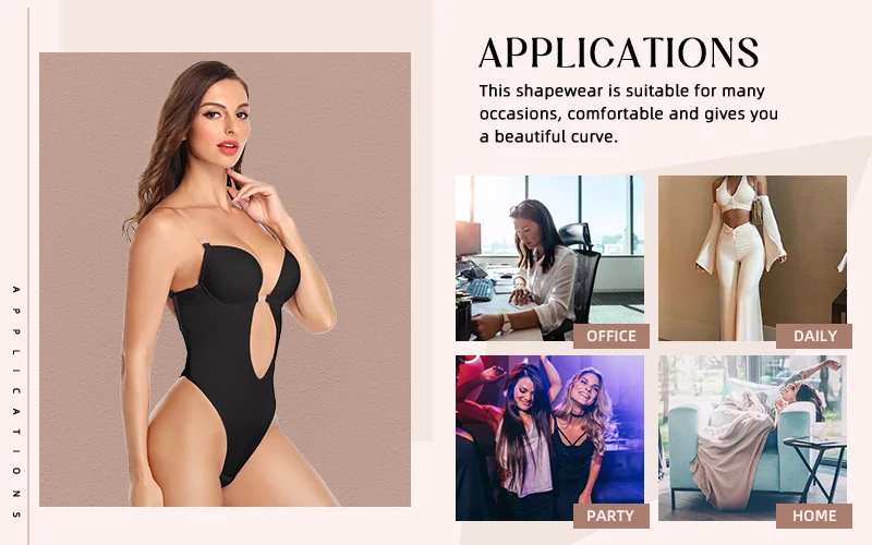Thong Bodysuits Lingeries For Women Sexy Backless Deep V Neck Shaper COMFREE Party Invisible U Plunge Corset With Bras Shapewear