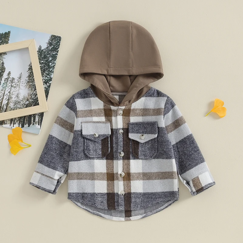 Flannel Plaid Hooded Jacket for Toddlers