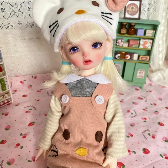30CM BJD Doll 22 Movable Joint Color Eyes Aggrieved Face Full Set Doll Kawaii Princess Dress Changeable Wig Child Birthday Gift 2