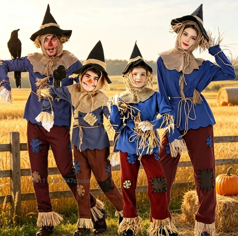 Costume da Spaventapasseri di Halloween per Cosplay, Spettacoli Teatrali, Raduni Festivi, Carnevale, Feste in Maschera e Travestimenti per Famiglia - immagine 6