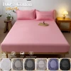 160x200 220x220cm Cotton Fitted Sheet with Elastic Bands Non Slip Adjustable Mattress Covers for Single Double King Queen Bed 5