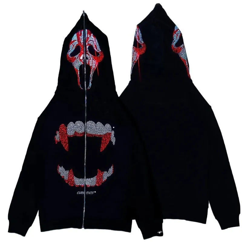 Trendy Instagram Autumn/Winter New Dark Retro Printed Plush Sweater for Men and Women Students Loose Hooded Coat