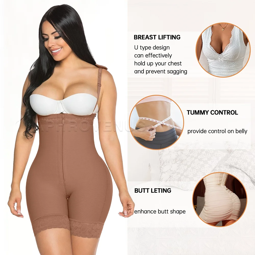 Fajas Colombianas Compression Shaper Open Bust Tummy Control with Zipper Body Beauty Shapewear Waist Trainer Post-Surgical Use waist trainer women body shaper