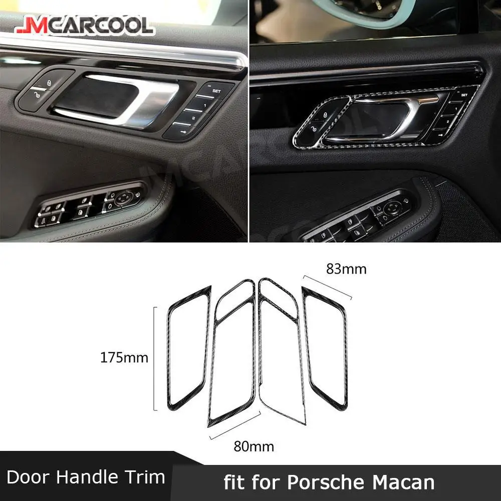 

4 PCS Carbon Fiber Inner Door Handle Frame Decoration Cover Trim Stickers for Porsche Macan 2015-2018 Car Accessories