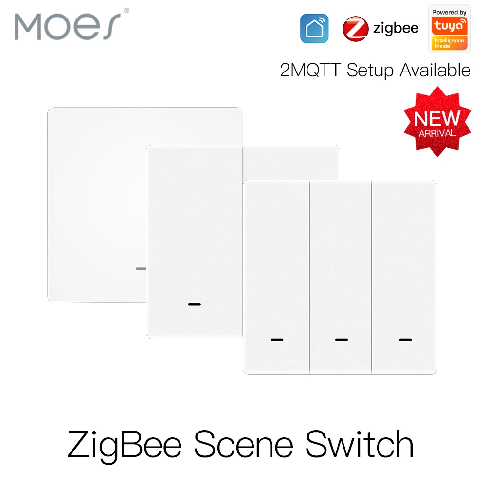 MOES Tuya ZigBee ไร้สาย 9 ฉากสวิทช์ปุ่มแบตเตอรี่เครื่องส่งสัญญาณ Smart Life App Automation 1/2/3 Gang 1