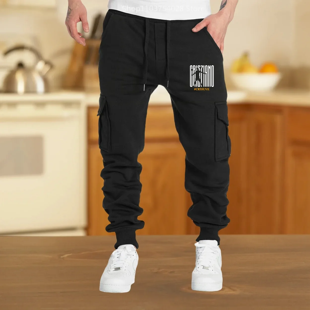 Autumn Winter Men Jogger Sweatpants Running Sportswear Pockets Loose Grey Sweatpants Casual Cargo Trousers for Men Fitness