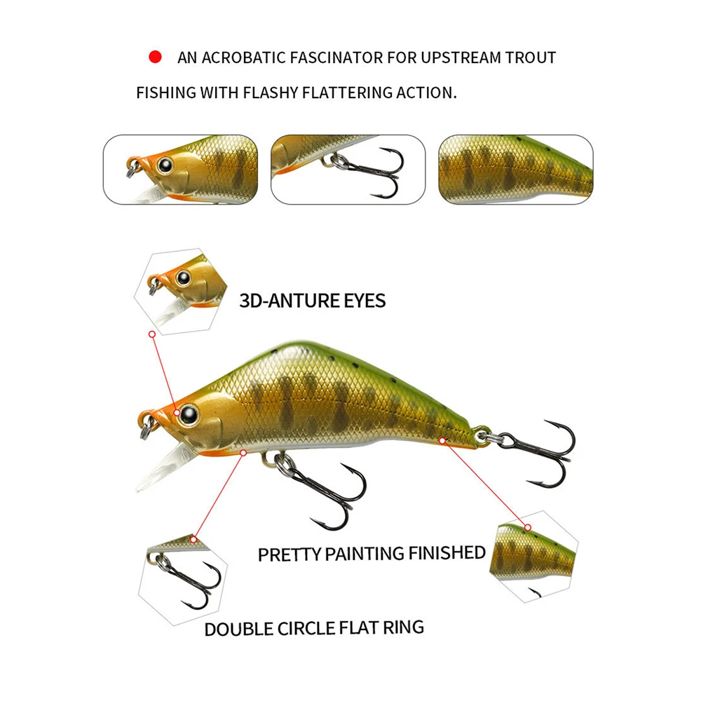 Minnow Fishing Lure Trolling Wobblers On Pike 48Mm 3.8G Crankbait Iscas Artificiale Hard Bait Peche Carp Tackle 10 Colori