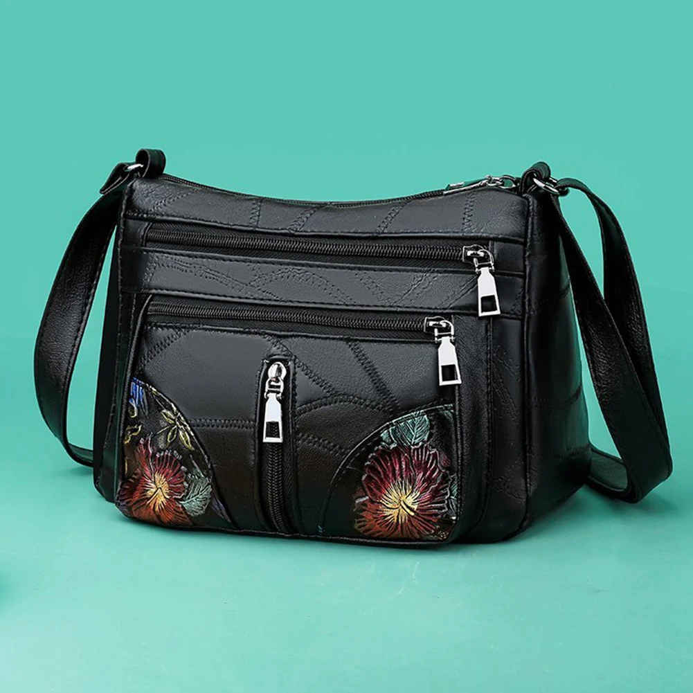 Einfache Umhängetaschen aus PU-Leder, einfarbig, schlichter Blumendruck, Damenkette, Reise-Handtasche für Damen, 2020_voghion.com