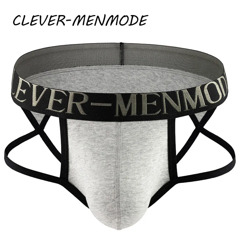 CLEVER-MENMODE Men's Sexy Cotton Thong Open Buttocks Mankini Crotch Panties Men Crossover Strapless Raised Underwear