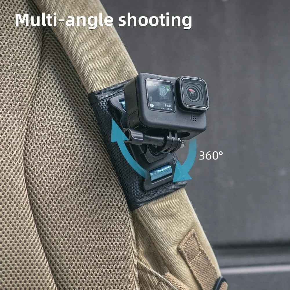 Support Rotatif 360° pour Sac à Dos - Compatible GoPro, DJI, Insta360