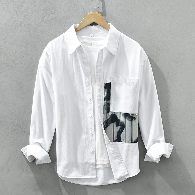 

New Designer Italy Quality Patchwork Pure Cotton Brand Shirts For Men Fashion Comfortable Tops Clothing Plus Size Camisa