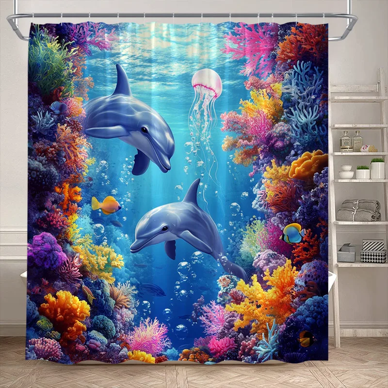 Tenda Doccia Con Tartaruga Marina 180x180 Cm – Impermeabile, Con Ganci, Arredamento Bagno Oceanico