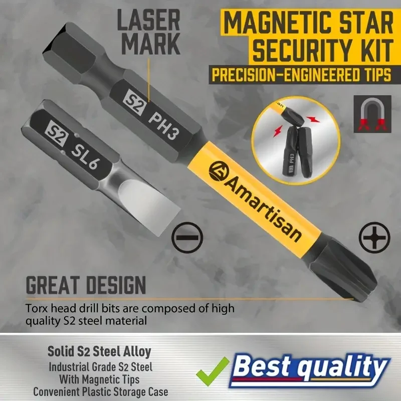 24Pcs Magnetic Screwdriver Bit Set 1/4 Inch Shank 25mm 60mm S2 Steel Phillips And Slotted Tips With Storage Case Repair Tools