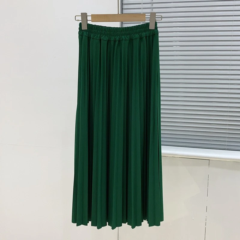 crop top and skirt Pleated Skirt Spring 2022 Women Fashion Midi Skirt Solid Color Loose Skirts Female Mid-calf Skirts Casual Women's Bottoms jean skirt Skirts