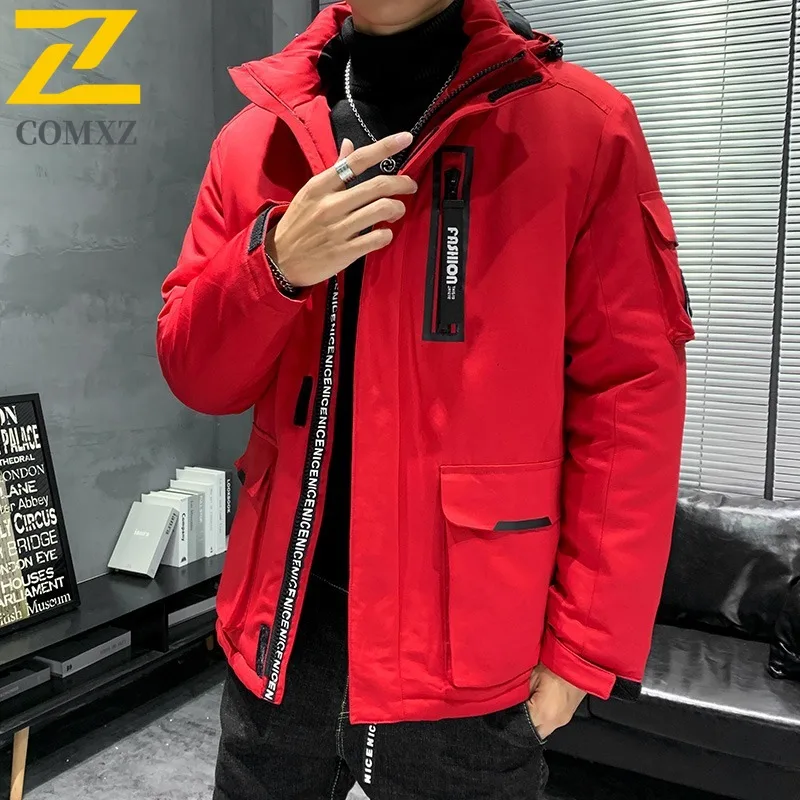 Men Outdoor Sports Jacket Winter Thickened Parka Windproof Water-Resistant Thermal Coat  Fleece Lined Cold Weather Streetwear