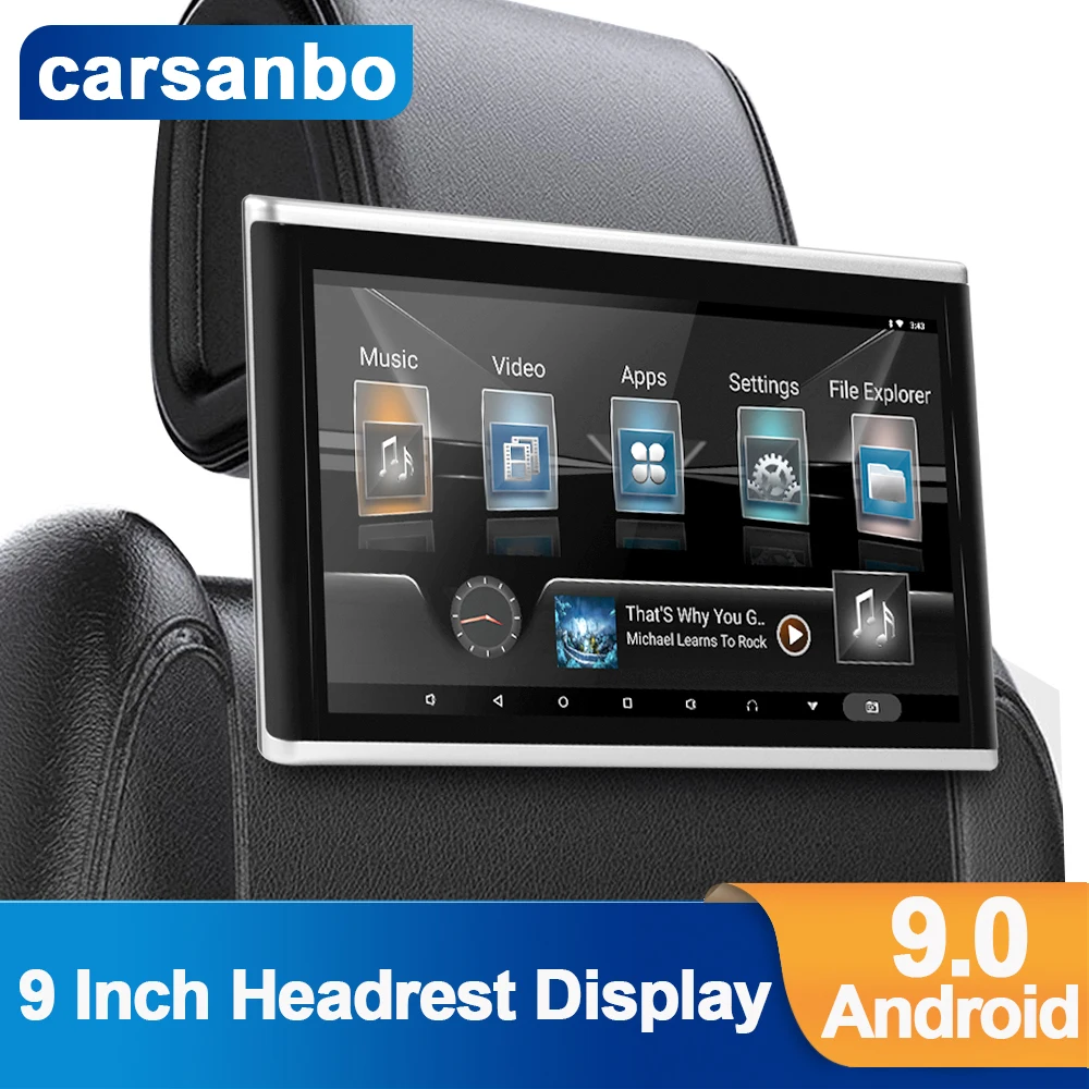 Carsanbo Android 9.0 Headrest Display 9 Inch 1080p Video Players With