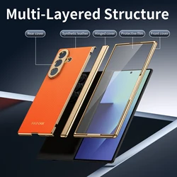 Versatile Foldable Phone Case with Screen Protector & Hinge Guard - Sleek Design & Comfortable Grip - Galaxy Z Fold4 (Orange)