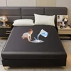 Summer Satin Waterproof Couple Bed Fitted Sheet Double Bed Sheets Mattress Cover Bed Linen Protector Queen King NO Pillowcase 1
