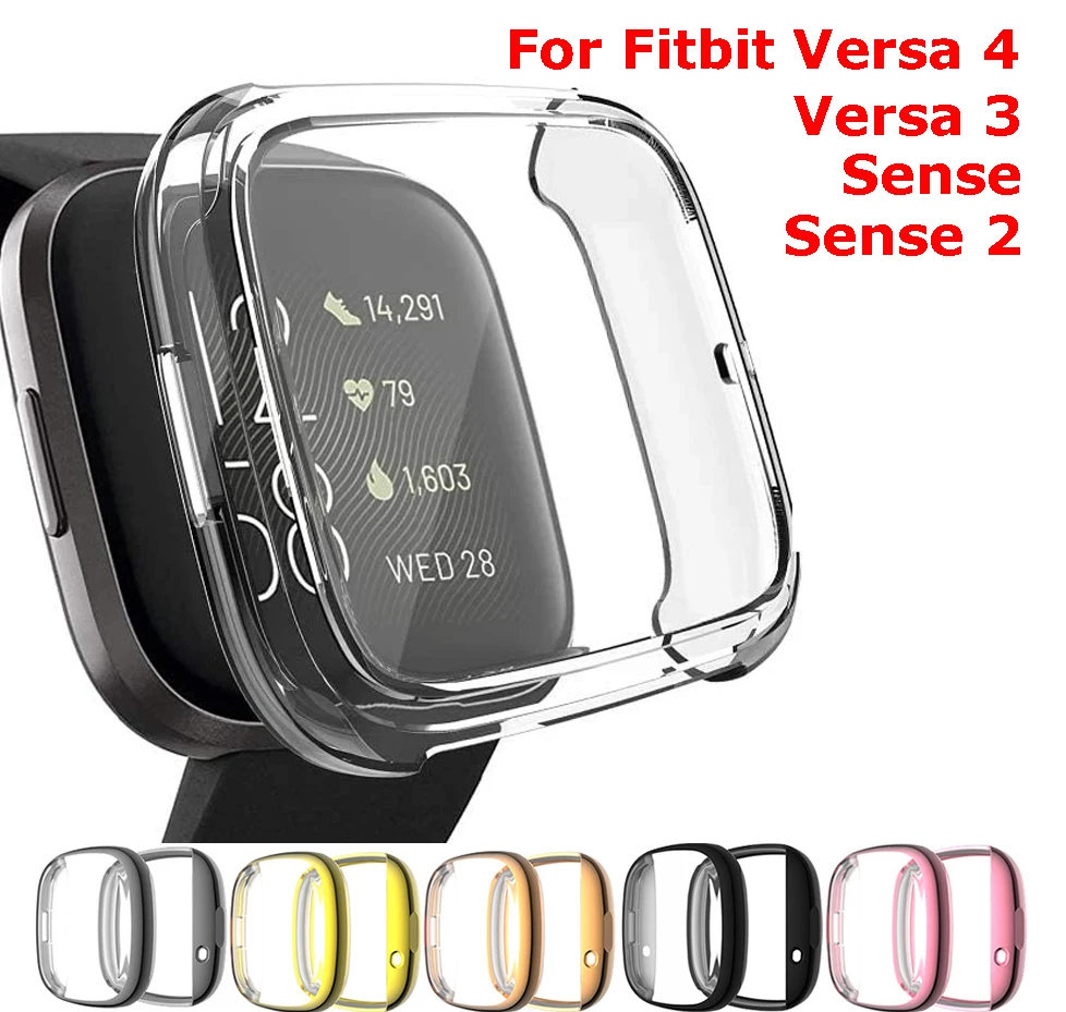 Lot De 3 Coques TPU Souples Pour Fitbit Versa (uniquement) – Protection Complète écran – Noir