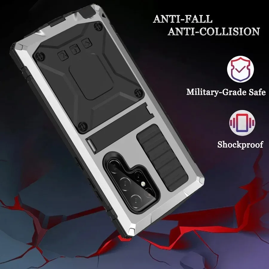 360° Full Body Shockproof Aluminum Metal Case with Inner Silicone and Kickstand