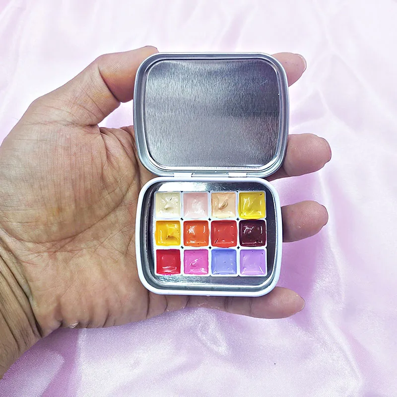 Mini Solid Watercolor Pigment Suit 12 Colors 0.3ml Iron Case