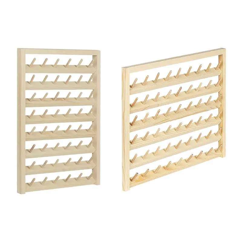 2 Pack 54 Spools Wooden Thread Holder, Large Thread Racks, Wall Mount  Thread Storage Organizer For Sewing, Braiding And Embroidery