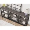 70.9 inch Sofa Console Table, Extra Long Narrow Entryway Tables with 3 Tier Wood Storage Shelves Metal Frame Black  Gray 4