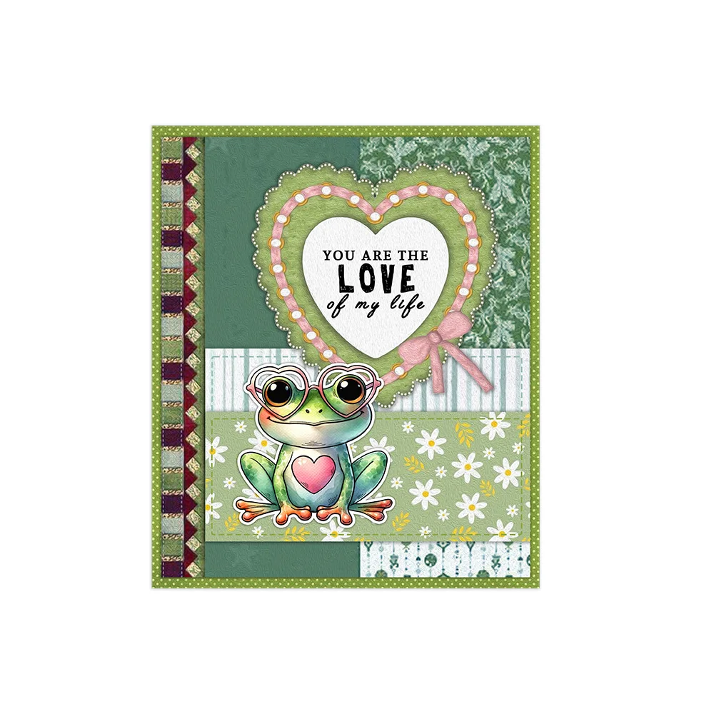 Mangocraft Cute Heart Frogs Clear Stamp for Love Valentine's Day DIY Scrapbooking Supplies for Cards Albums Decor, clear stamps