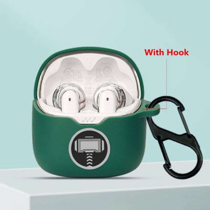 Cartoon Earphone Case Cover For JBL TUNE FLEX Silicone Wireless Bluetooth Earbuds Charging Box Protective Shell With Hook