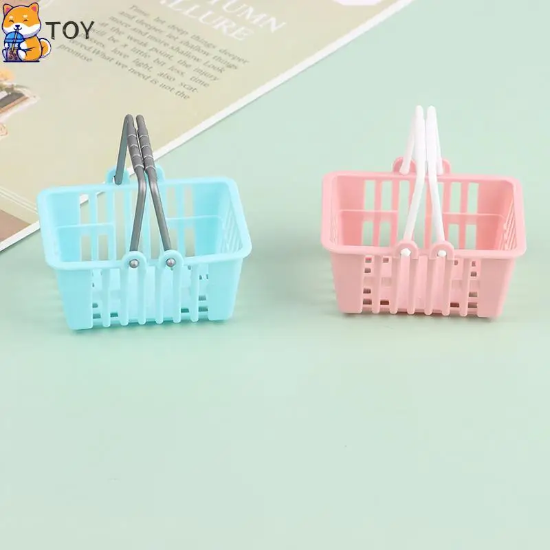 2Pcs Dollhouse Mini Shopping Hand Baskets Model Dollhouse Supermarket Basket For Grocery Toy Pretend Play