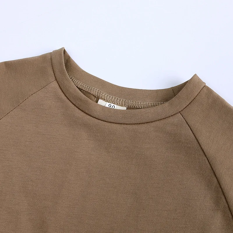 Cotton Baby Tees Buy More to Discount Kids Tops Girls Boys T-shirts Hip Hop Style Short Body Korea Brown Orange