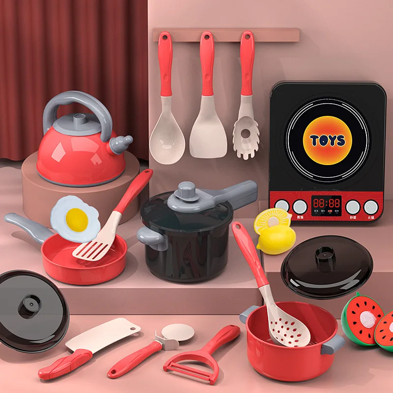 

Kitchen Toy Set Boys and Girls Playing House Kitchen Utensils Cooking Cut Simulation Tableware