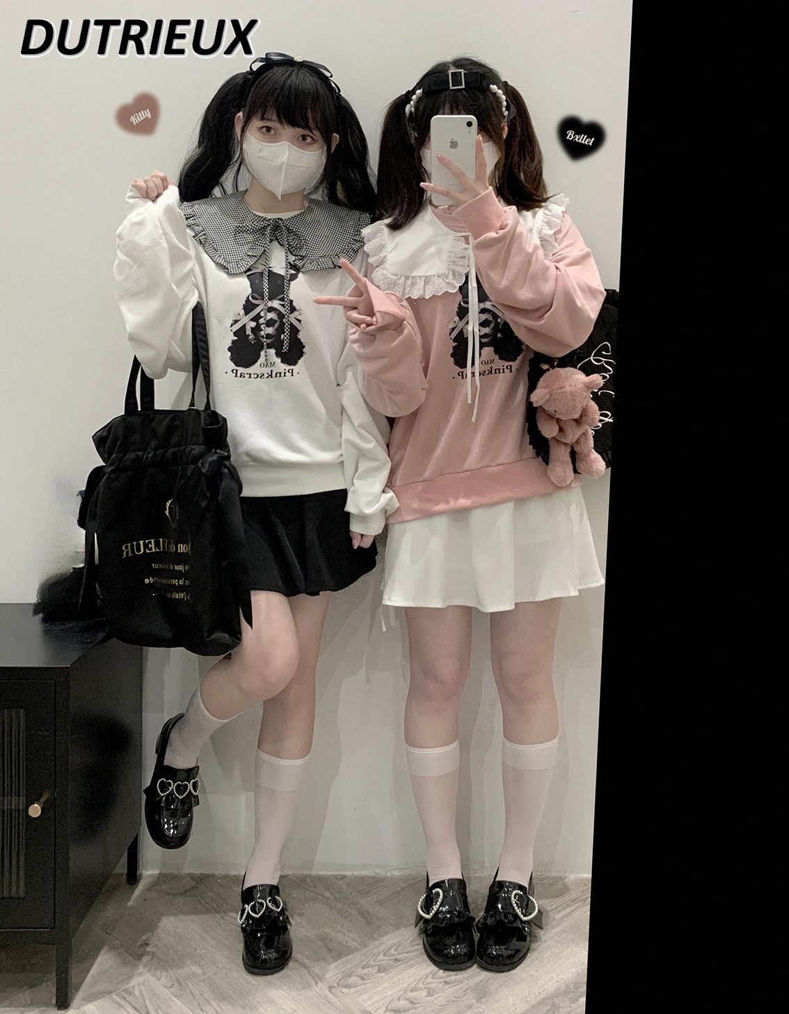 

Lolita Mine Series Sweet Detachable Collar Hoodies Autumn Loose Sweatshirt Japanese Style Long Sleeve All-Matching Pullover