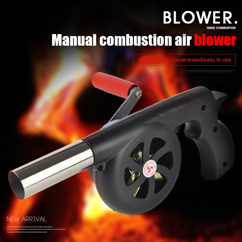 Outdoor Cooking BBQ Fan Portable Hand Crank Fan Air Blower Grill Picnic Camping Stove Accessories Barbecue Hand Blower Household