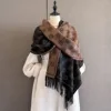 Luxury Warm Cashmere Scarf Women Winter Wraps Shawl Double-sided Floral Print Pashmina Bufanda Travel Poncho Stoles Echarpe