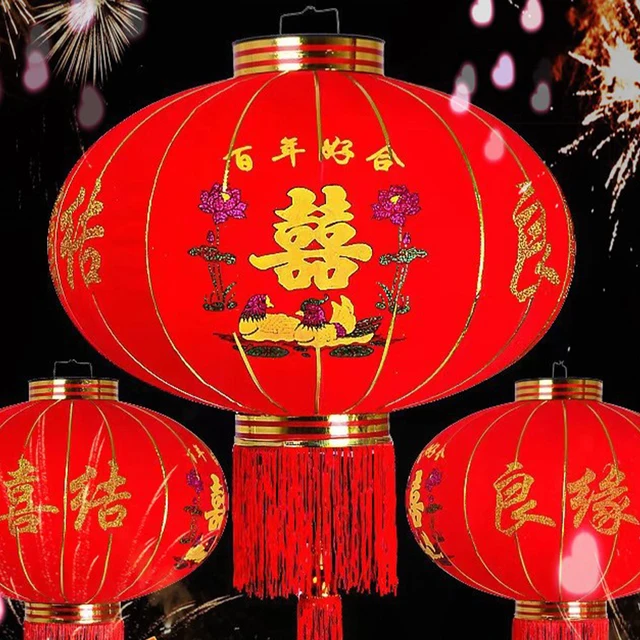 Pelyhes Ruhák Piros Lámpás Kínai Újévi Ajtó Függő Lámpák Tavaszi Fesztivál Utcai Medálok Hagyományos Otthoni Dekoráció - Image 2