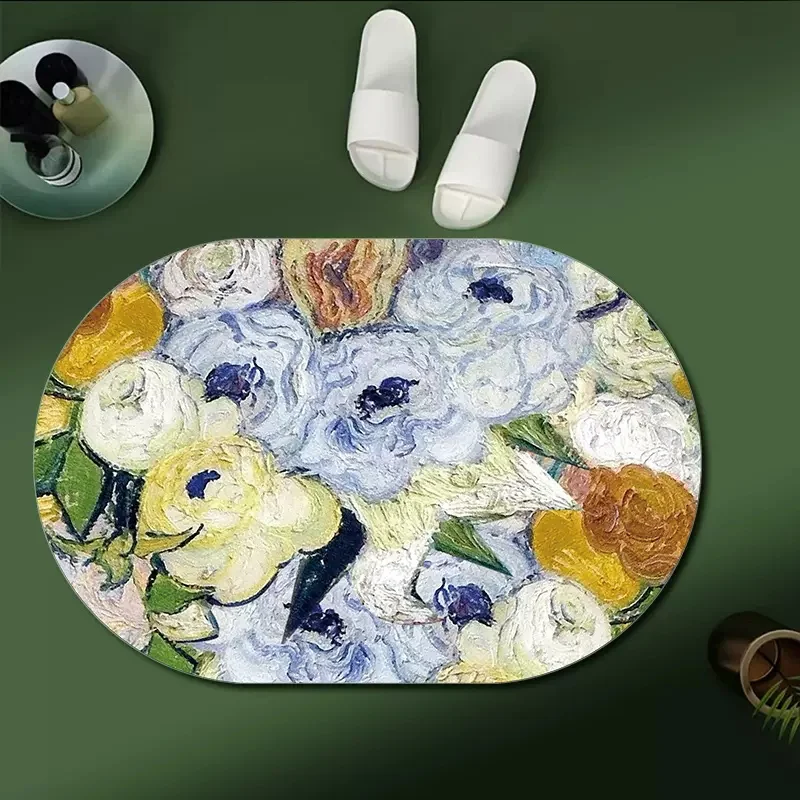 

Супервпитывающий Быстросохнущий нескользящий коврик с цветами для ванной комнаты, коврики для душа, туалета, дверной коврик для гостиной