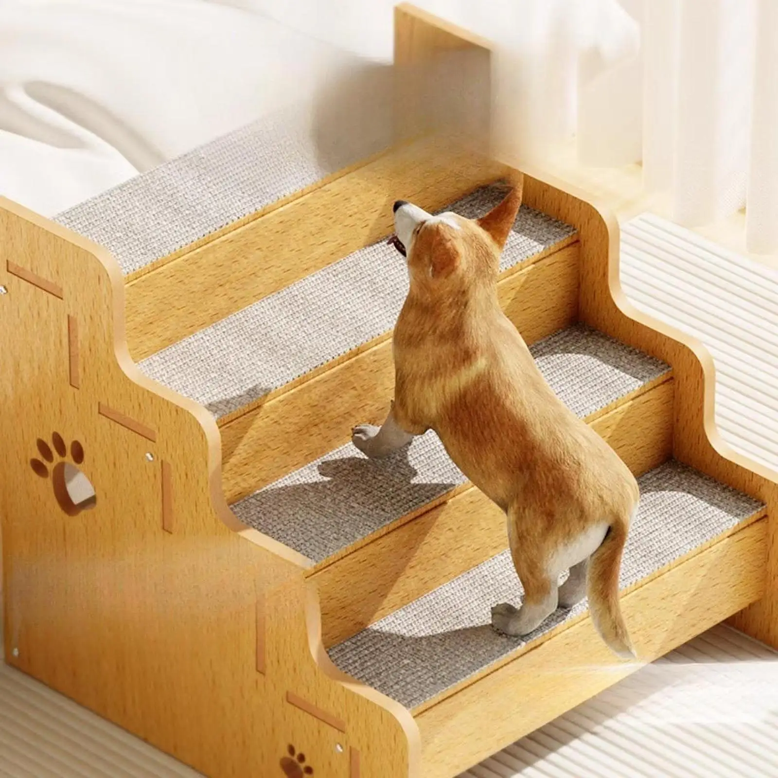 Dog Stair for High Bed Portable Lightweight Wooden Pet Stair for Couch Bed
