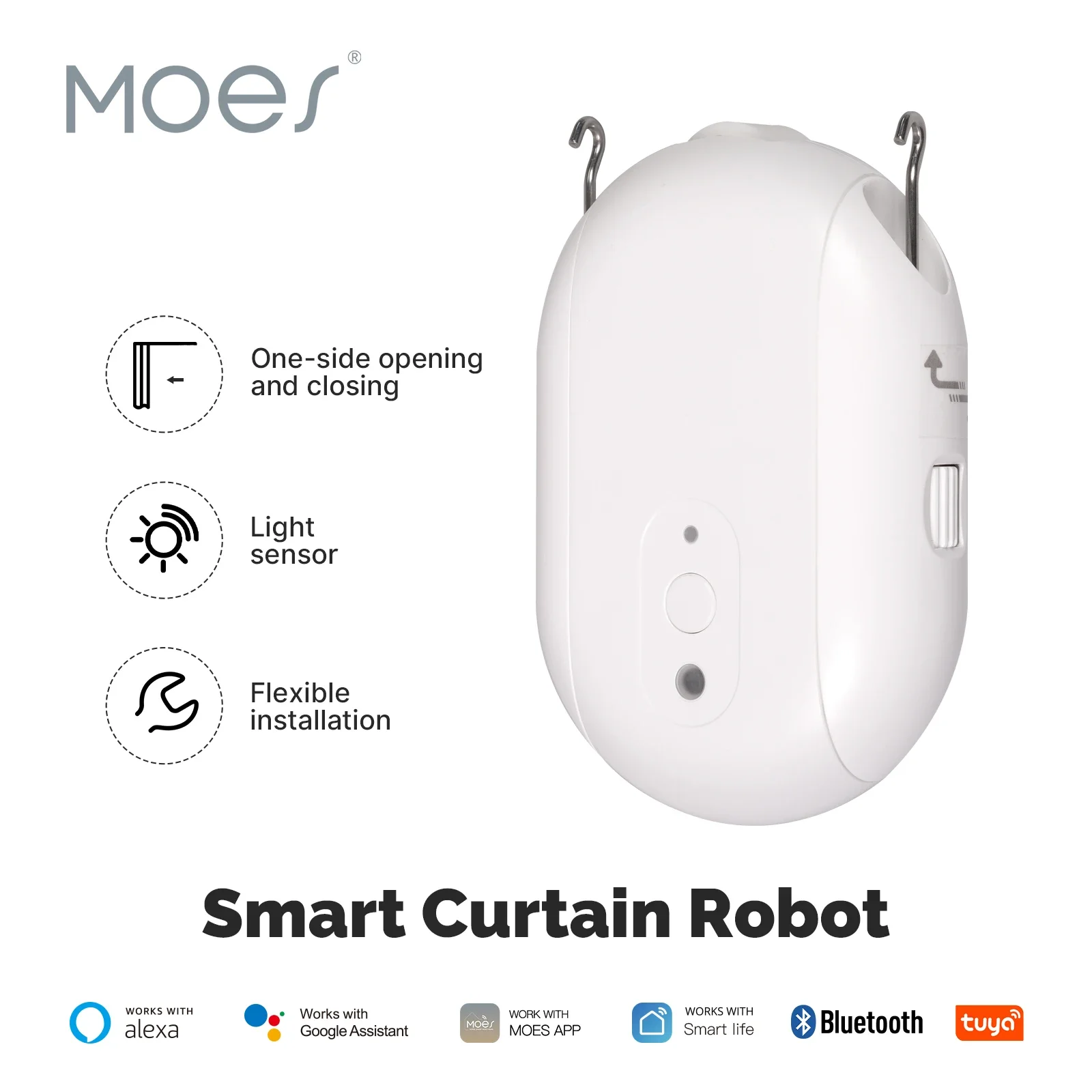 MOES Tuya Zigbee Smart Electric Curtain Robot Timing Auto Opener Light Sensor Ap