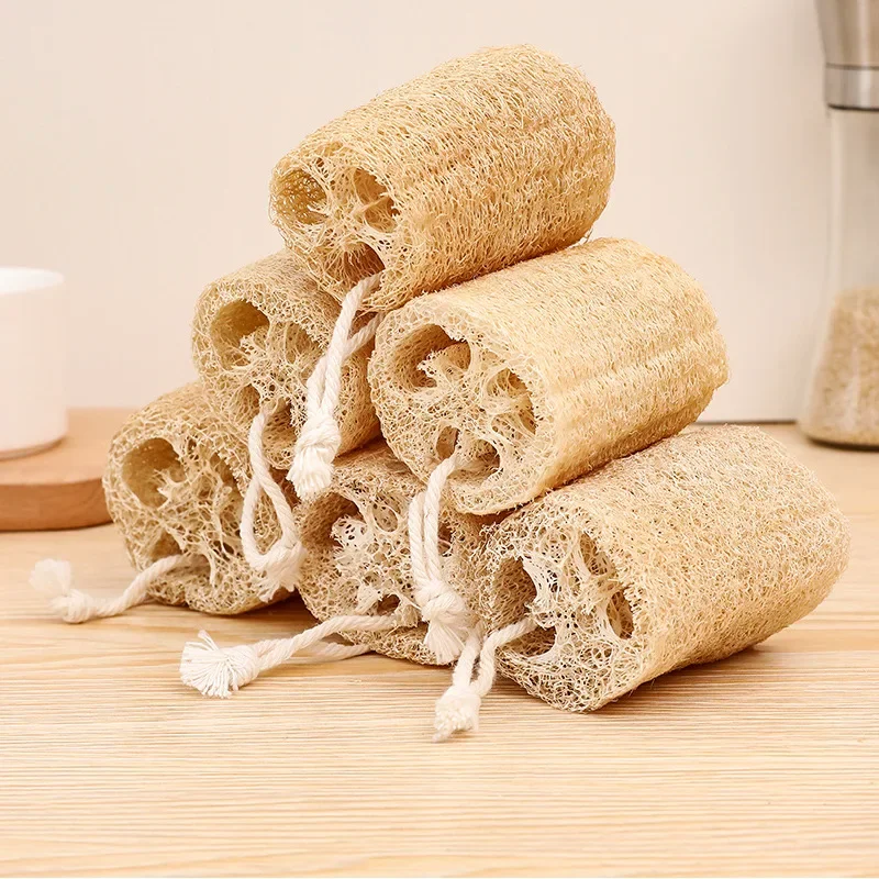 

6 Pieces Natural Loofah Washing Brushes Luffa Loofa Bath Body Shower Sponge Kitchen Cleaing Scrubber Bathroom Accessories