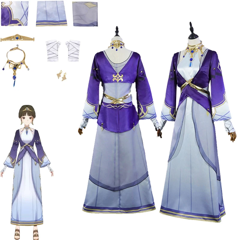 

Dunyarzad Genshin Impact Cosplay Costume Dress Vest Coat Earrings Women Girls Role Fancy Clothes Outfits Halloween Carnival Set