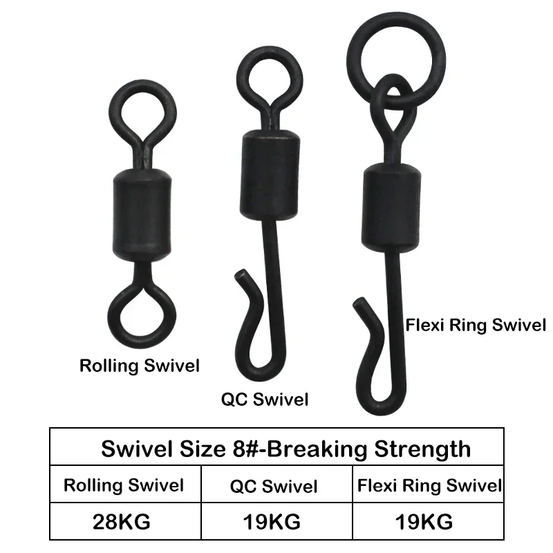 Swivel Clips Rig River Fishing Rigs Flexi Ring Swivels For Carp Fishing – Micro, Medium ...