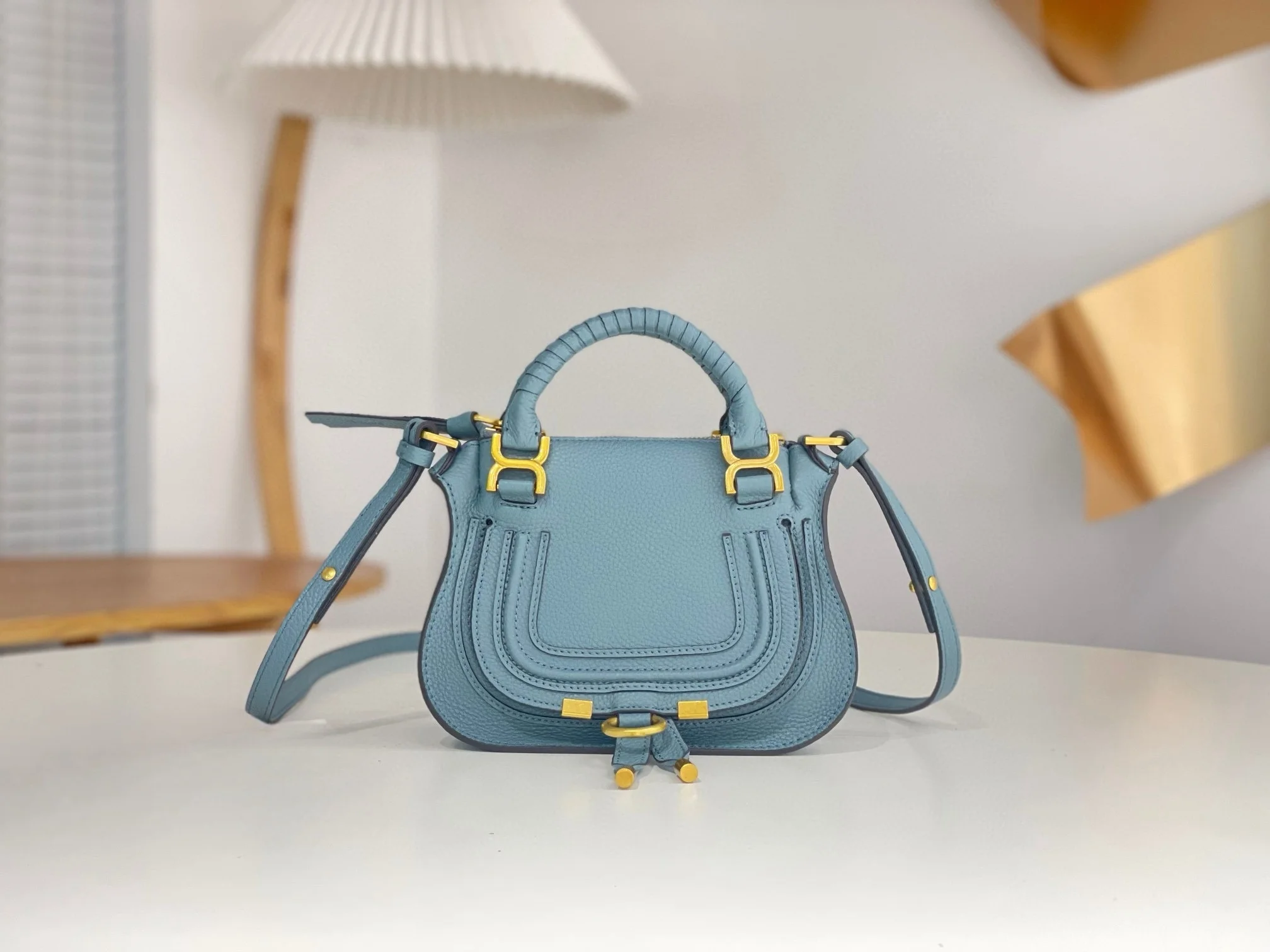 Bolso de mano clásico de alta calidad, pequeño, de 21 cm, de piel auténtica, tipo bandolera, de color liso, para mujer