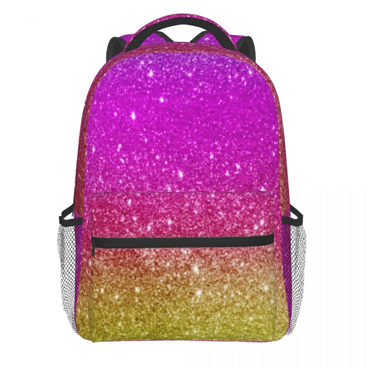 Sparkle Rainbow Backpack Glitter Stripes Female Polyester Camping