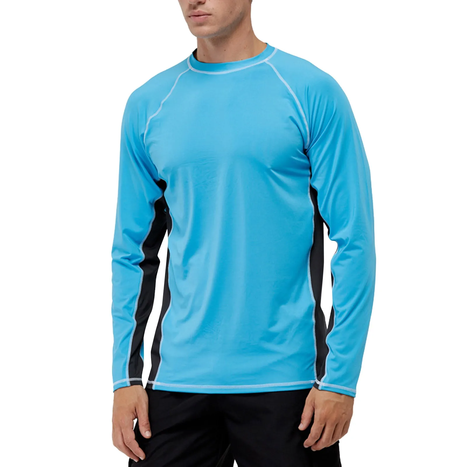 Men's Long Sleeve UPF 50+ Rash Guards Diving UV Protection Lightweight T-Shirt Loose Fit Swimming Quick Drying Surfing