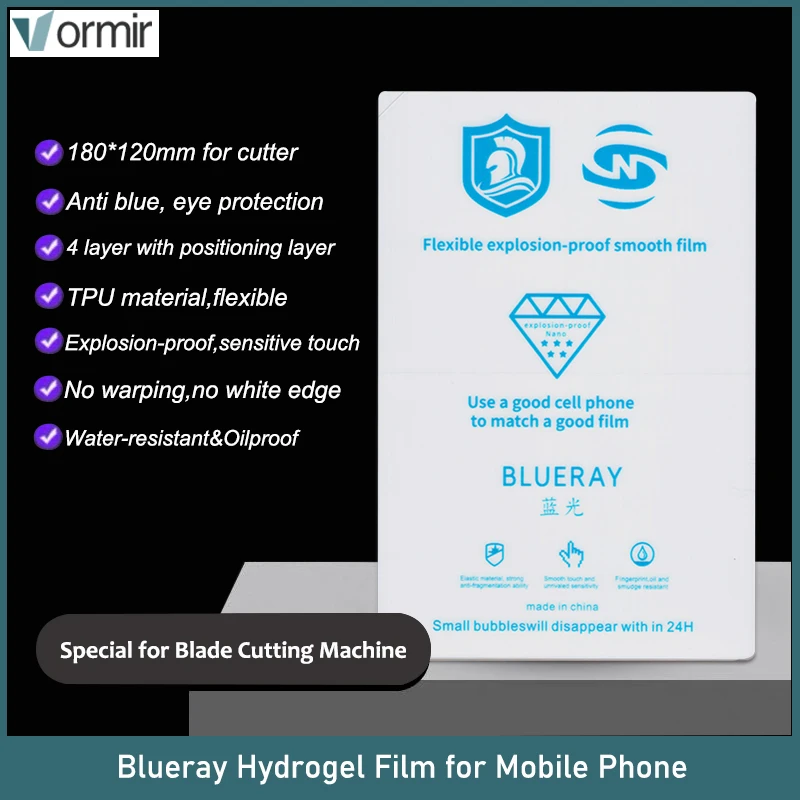 Vormir 20pcs Privacy Hydrogel Sheets for All Mobile Phone Screen Protector HD Green TPU Film for iPhone Skin Cutting Machine