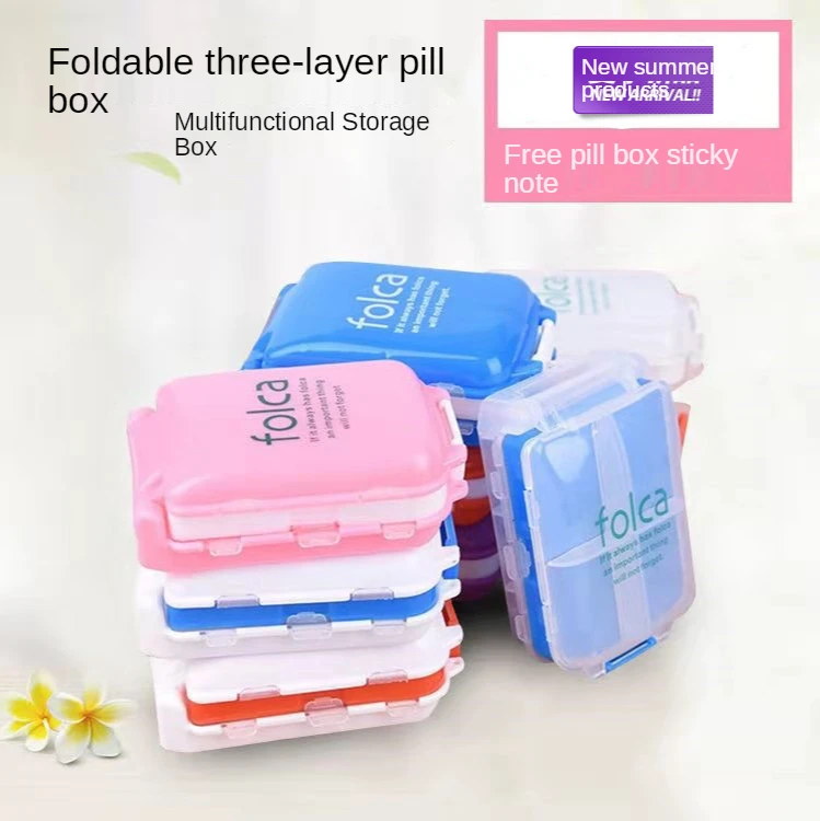 Portable 1 Week 8-Grid Large-Capacity Drug Storage Box Sub-Packed Compartment Capsule Sealed Moisture-Proof Tablet Travel Smal