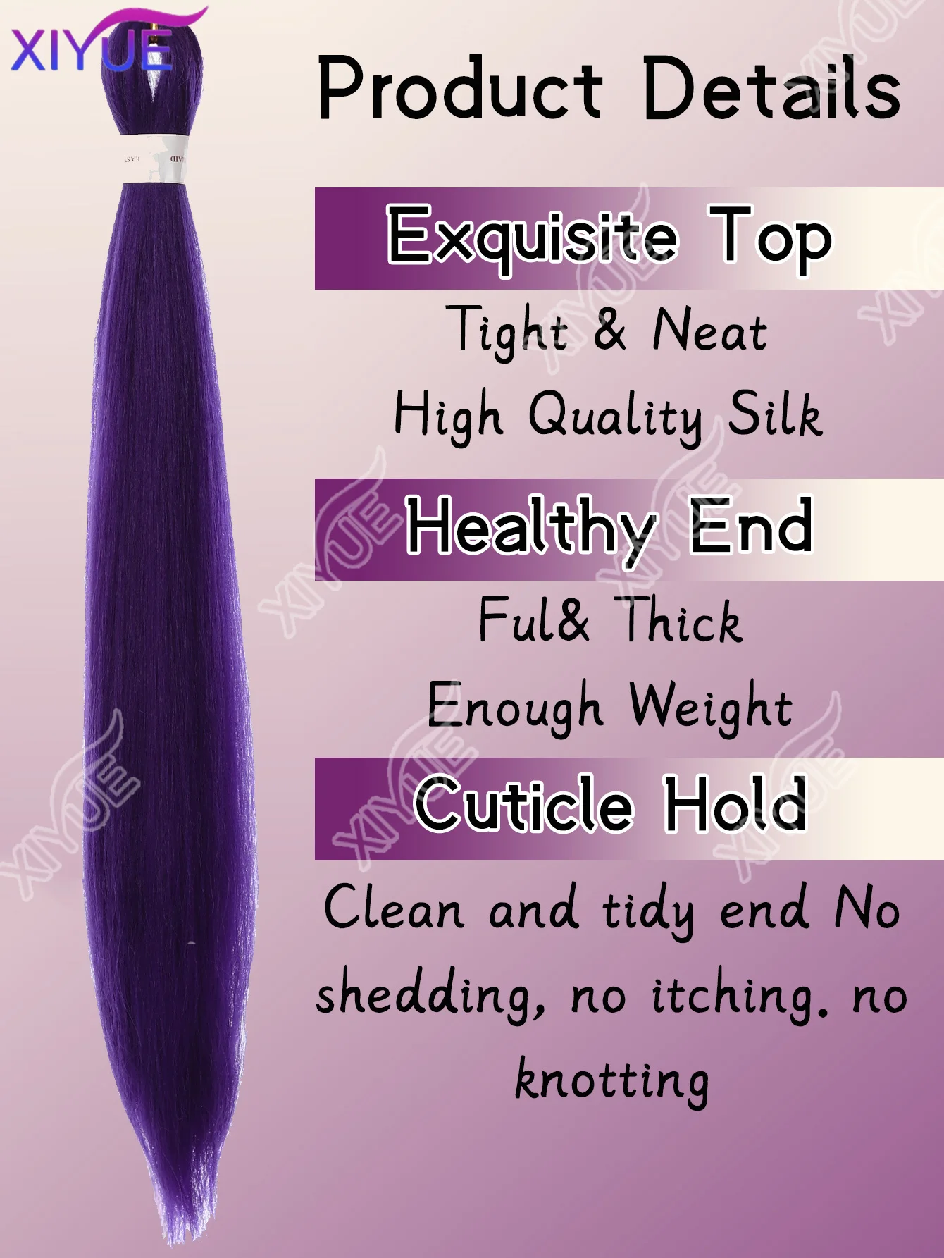 XY Long Purple Braiding Hair Pre Stretched Synthetic Braiding hair Extensions for Braids, Purple Hair Extensions for Stage Party